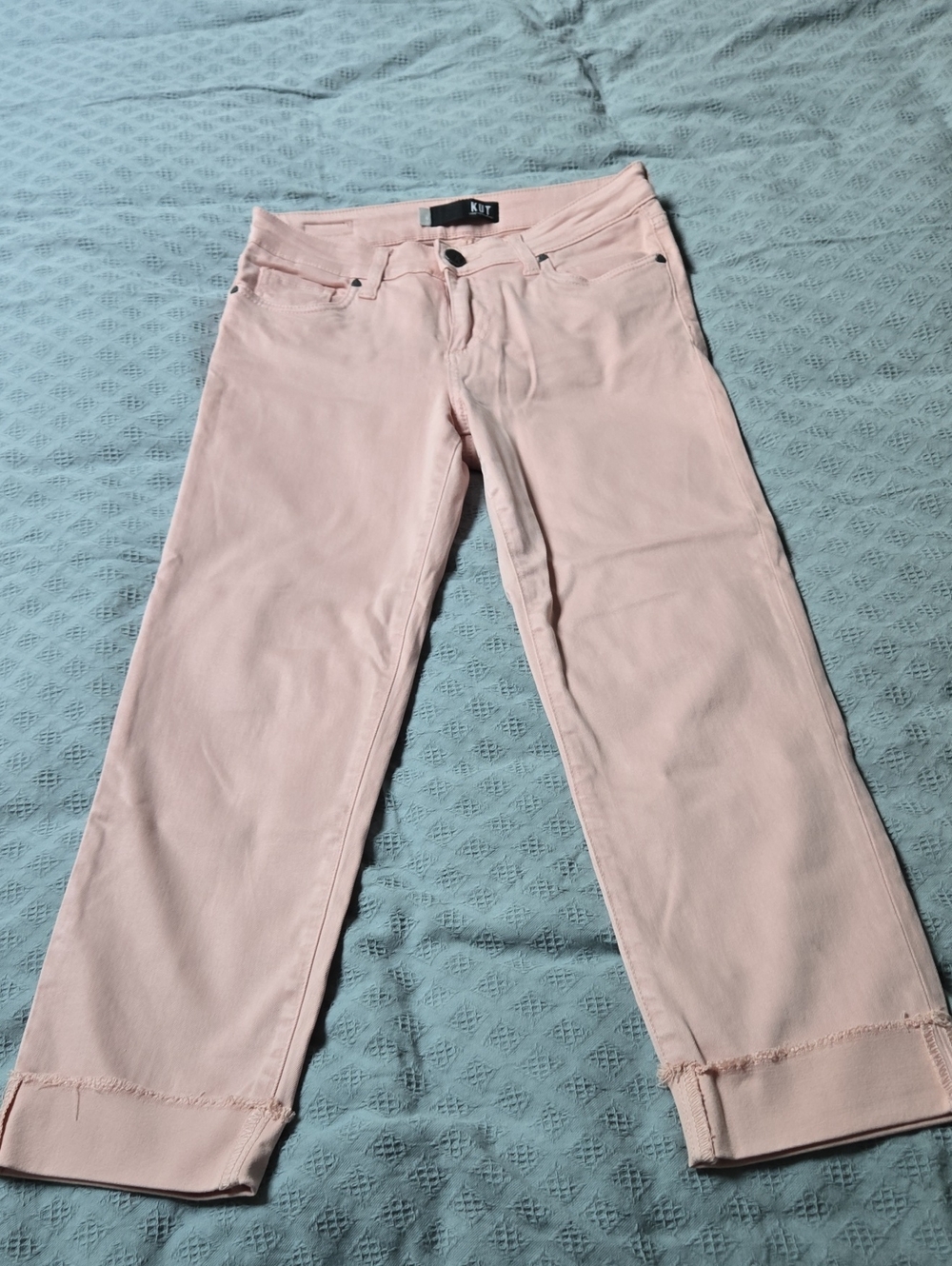 Kut from the Kloth Light Pink Cropped Wide-Leg Jeans
